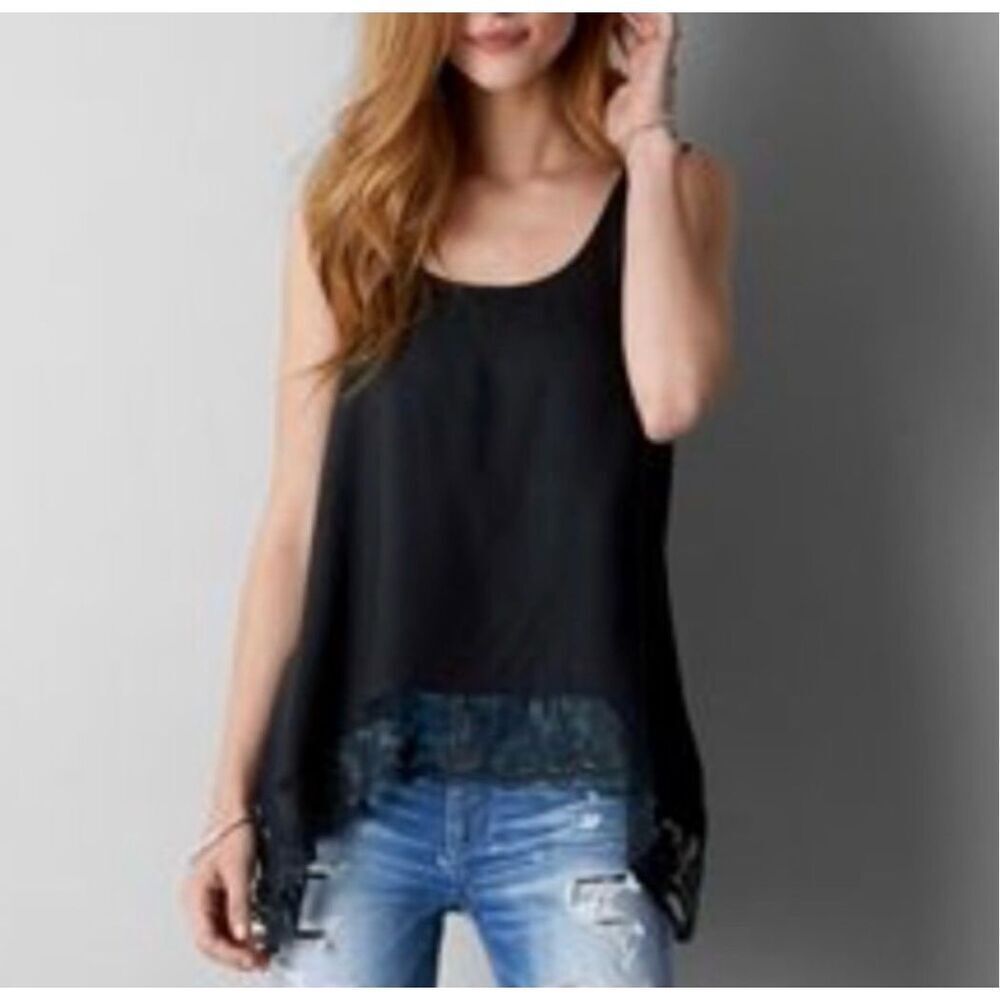 ✨American Eagle Navy Lace Hem Sz Small Tank Top✨